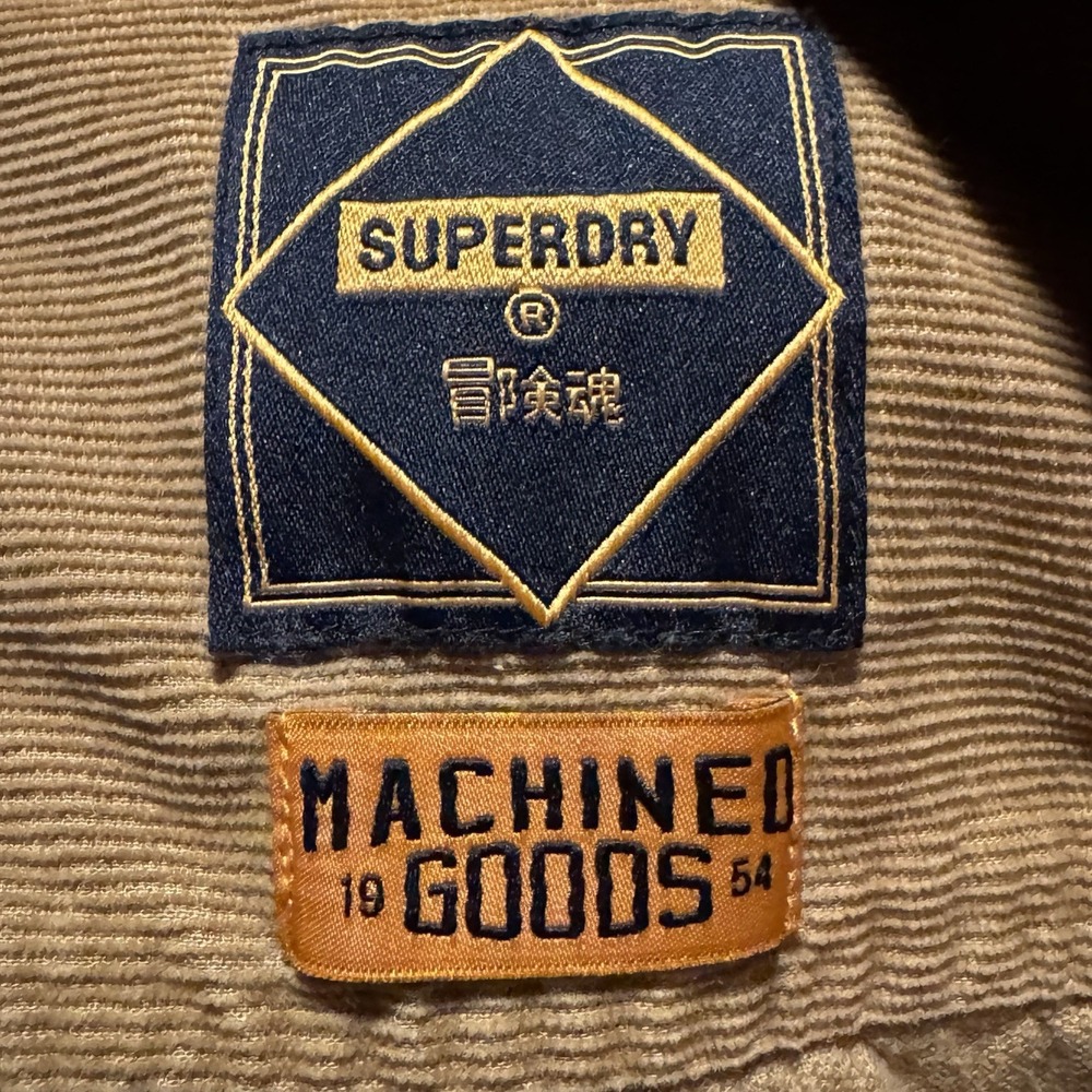 Superdry Machined Goods Corduroy Button Front Shirt Men's M Brown Cotton - Picture 4 of 5